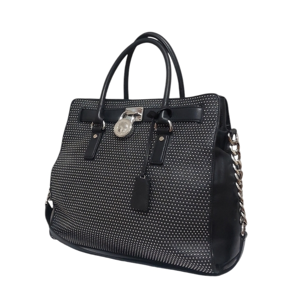 Michael Kors Hamilton Micro Studded Black Leather Shoulder Bag EUC - Picture 3 of 12